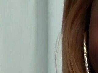 ebony shemale wanks in close-up