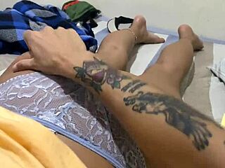 Petite brunette sucks him intensely while he plays video game!