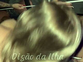 four curvy women performing oral simultaneously