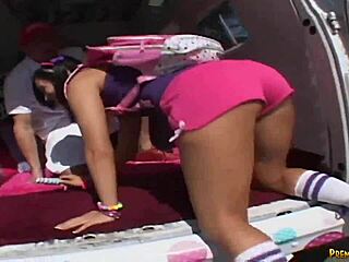 i bent over in the van for ashli's hot blowjob and fucking until cumshot