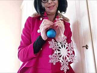 Chantal's Christmas gift: Huge fake tits and big pussy