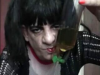 Crossdressing sissy Mark Wright begs for pissing in mouth