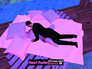 Intimate cartoon scene in the winter attire