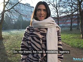 Wow, this gorgeous brunette biology student rode a stranger’s huge cock in public! She came so hard.