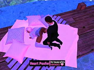 Intimate cartoon scene in the winter attire