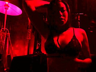 brunette masturbates under domination in webcam session?