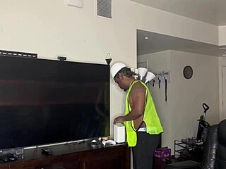 Construction worker kendale gives client bbc on job