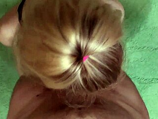 Housekeeper sucks cock, jerks off, and cums all over body