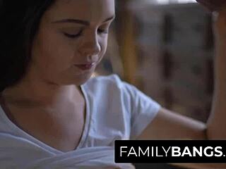 teen bangs daddy in new room