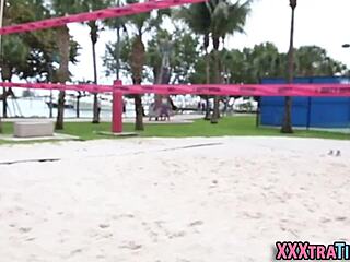 Little teen bends over for doggystyle with monster cock