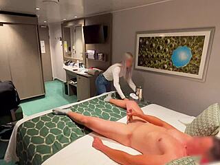 Hotel Reception Girl Helps Me Cum by Jerking Off in Room