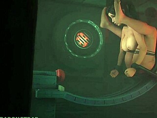 lara croft trapped in wild orgasm machine for intense bound action