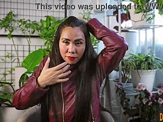 Leather fetish asmr session with gloves