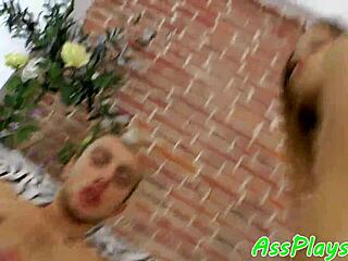 european redhead anally rides cock in cowgirl