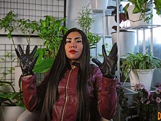 Leather fetish asmr session with gloves