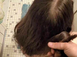 Cumshot Fetish with Hair Brushing Through Sticky Dry Locks