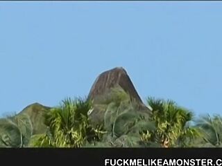 Busty Brunette Experiences Intense Pleasure On Island