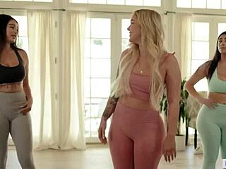 Lesbian Yoga Class Turns Wild with Kali Roses, Violet Myers, and Carolina Cortez