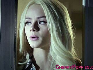 The petite blonde teen is getting plowed in the scene.