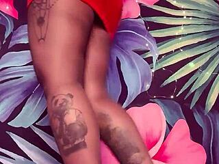 Teasing Moves in Pantyhose and Latex Dress