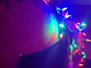 reverse cowgirl riding big monster cock tied up in fishnets