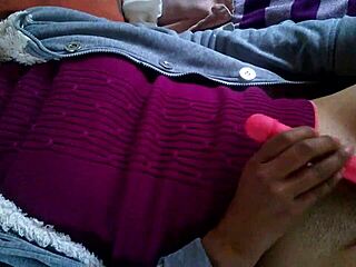 Amateur lesbian watches porn and masturbates alone at home