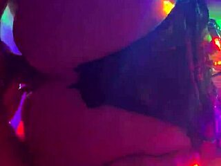 reverse cowgirl riding big monster cock tied up in fishnets