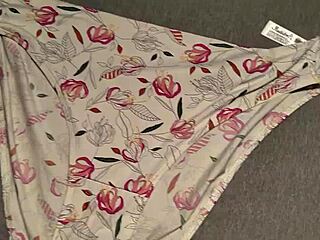 Me vine sobre los calzones blancos de flores de mi mejor amiga, fetish girlfriend panties masturbation with cumshot