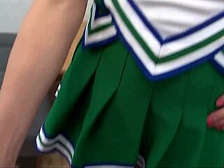 Cheerleader Humiliates Guy with Ball Kicking, Then Makes Him Cum on Her Face