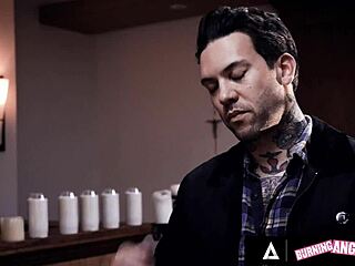 Burning angel showcases busty trans performer in dynamic scene