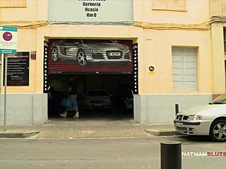 I watch this Spanish cougar get double penetrated at work