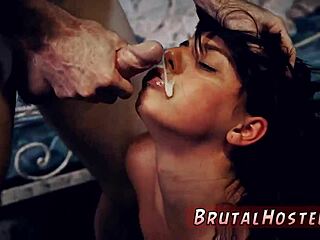 Poor lil Latina teen with huge natural tits faces tight bondage