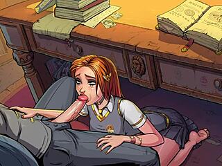 innocent witch ginny weasley gives messy blowjob