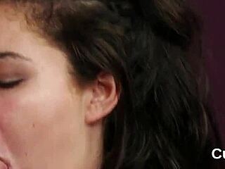 Sexy idol receives facial cumshots while sucking jizm