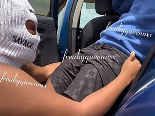 Outdoor car sex with monster cock and teen 18+ pornstar 😍