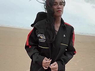 Sexy Shemale Enjoys Public Masturbation with Monster Cock Outdoors