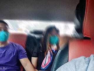Pinay Wife Licks Muff In Threesome Sex With Cute Asian Teen And Cock In Public Car!