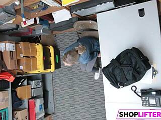 Teen begs burglar to stop but gets punished with big cock in office