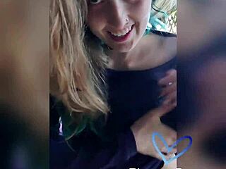 Blonde milf teasing under deck caught 😏