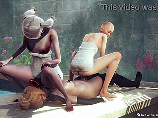 Anime hentai features guy playing with three girls at once in 3d porn