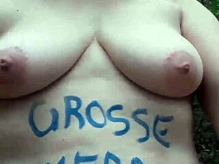 Female slave performs auto-session in the forest on August 31, 2023