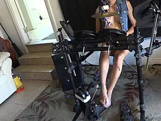 Blonde Model Pumps Pedals Barefoot In Fetish Scene