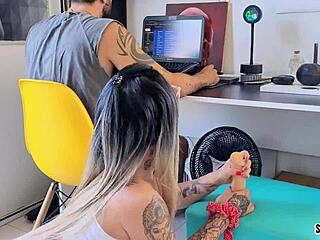 so, this guy has a horny relationship with his half-sister, and it ends with two cocks cumming in her mouth.