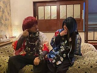 Japanese wife in costume delivers shocking deepthroat on Halloween night