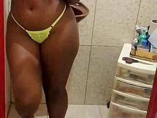 Contemplating natural tits at outdoor party in lingerie