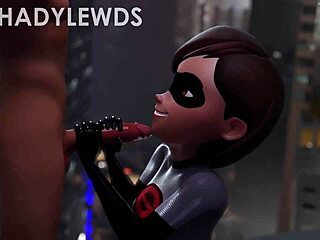 helen parr rooftop handjob in tight grey suit