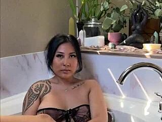 Big black cock in the bath sexy Asian