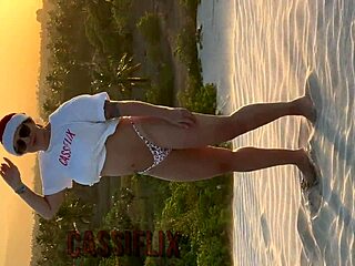 He caught mommy noel masturbating outdoors in lingerie and made her cum