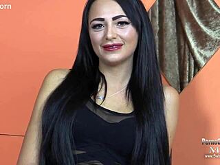 Horny teen Celin 19j jerks cock and fingers pussy in casting interview