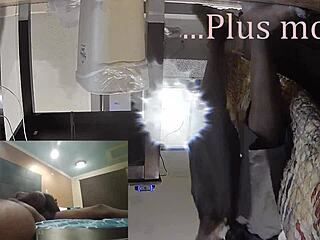 ghetto xxx - thick ebony milf pisses hard in wild hood scene